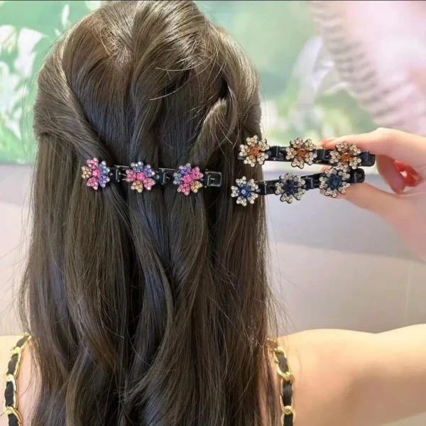 Grampo de Cabelo com Cristal e Flores Strass GadioWay